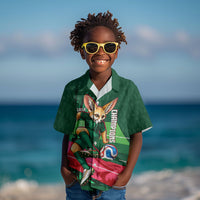 Personalized Algeria Football Champions Kid Hawaiian Shirt Fennec Fox Mascot - Algiers Martyrs Memorial