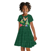 Personalized Algeria Football Champions Kid Short Sleeve Dress Fennec Fox Mascot - Algiers Martyrs Memorial