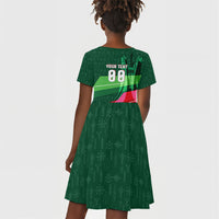 Personalized Algeria Football Champions Kid Short Sleeve Dress Fennec Fox Mascot - Algiers Martyrs Memorial