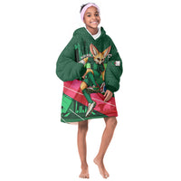 Personalized Algeria Football Champions Kid Wearable Blanket Hoodie Fennec Fox Mascot - Algiers Martyrs Memorial