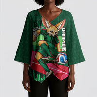 Personalized Algeria Football Champions Kimono Sleeve Blouse Fennec Fox Mascot - Algiers Martyrs Memorial
