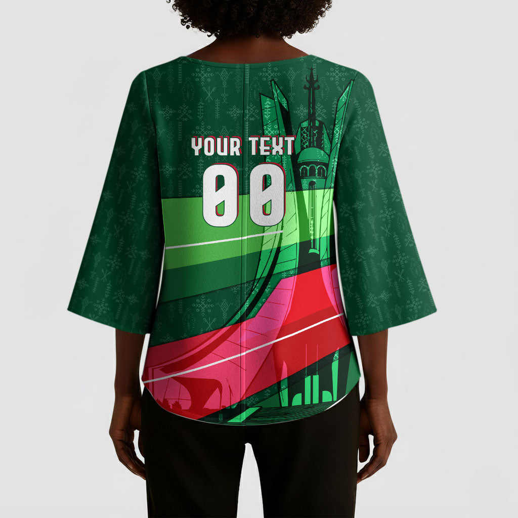 Personalized Algeria Football Champions Kimono Sleeve Blouse Fennec Fox Mascot - Algiers Martyrs Memorial