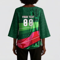 Personalized Algeria Football Champions Kimono Sleeve Blouse Fennec Fox Mascot - Algiers Martyrs Memorial