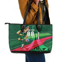 Personalized Algeria Football Champions Leather Tote Bag Fennec Fox Mascot - Algiers Martyrs Memorial