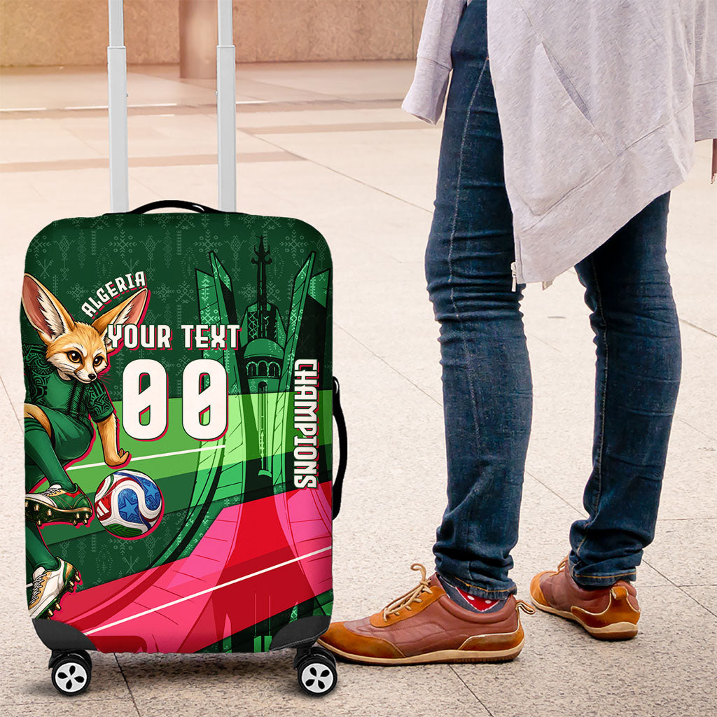 Personalized Algeria Football Champions Luggage Cover Fennec Fox Mascot - Algiers Martyrs Memorial