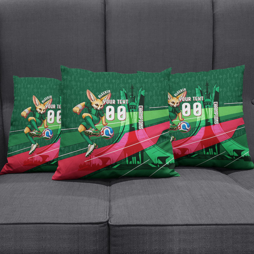 Personalized Algeria Football Champions Pillow Cover Fennec Fox Mascot - Algiers Martyrs Memorial