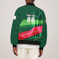 Personalized Algeria Football Champions Sleeve Zip Bomber Jacket Fennec Fox Mascot - Algiers Martyrs Memorial