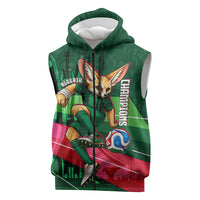 Personalized Algeria Football Champions Sleeveless Zip Hoodie Fennec Fox Mascot - Algiers Martyrs Memorial