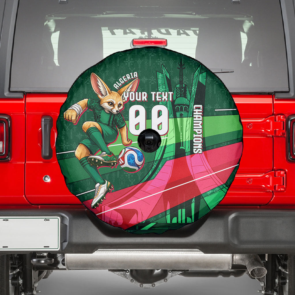 Personalized Algeria Football Champions Spare Tire Cover Fennec Fox Mascot - Algiers Martyrs Memorial