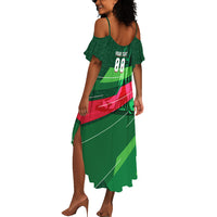 Personalized Algeria Football Champions Summer Maxi Dress Fennec Fox Mascot - Algiers Martyrs Memorial
