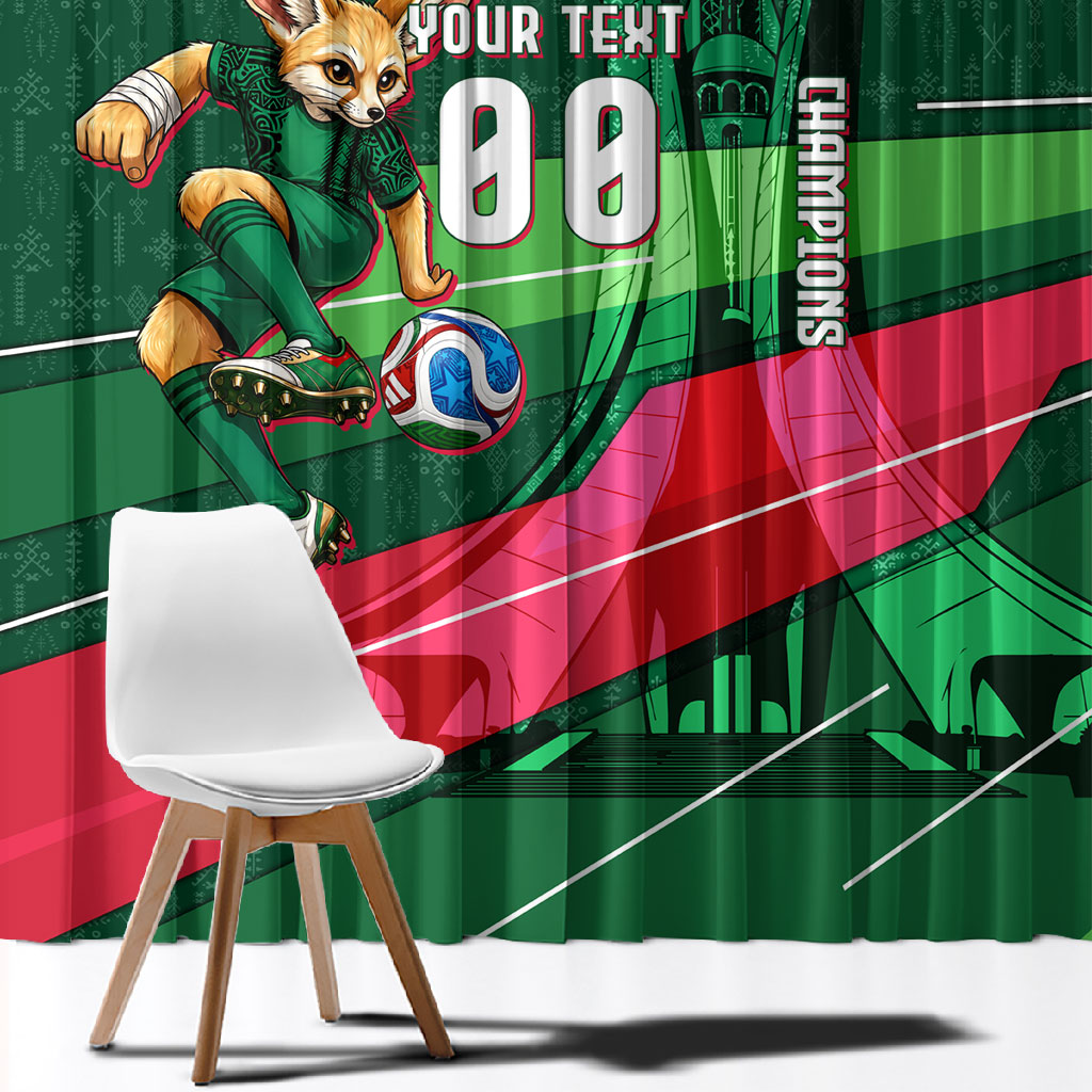Personalized Algeria Football Champions Window Curtain Fennec Fox Mascot - Algiers Martyrs Memorial