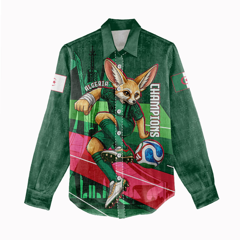 Personalized Algeria Football Champions Women Casual Shirt Fennec Fox Mascot - Algiers Martyrs Memorial