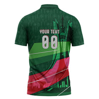 Personalized Algeria Football Champions Zipper Polo Shirt Fennec Fox Mascot - Algiers Martyrs Memorial