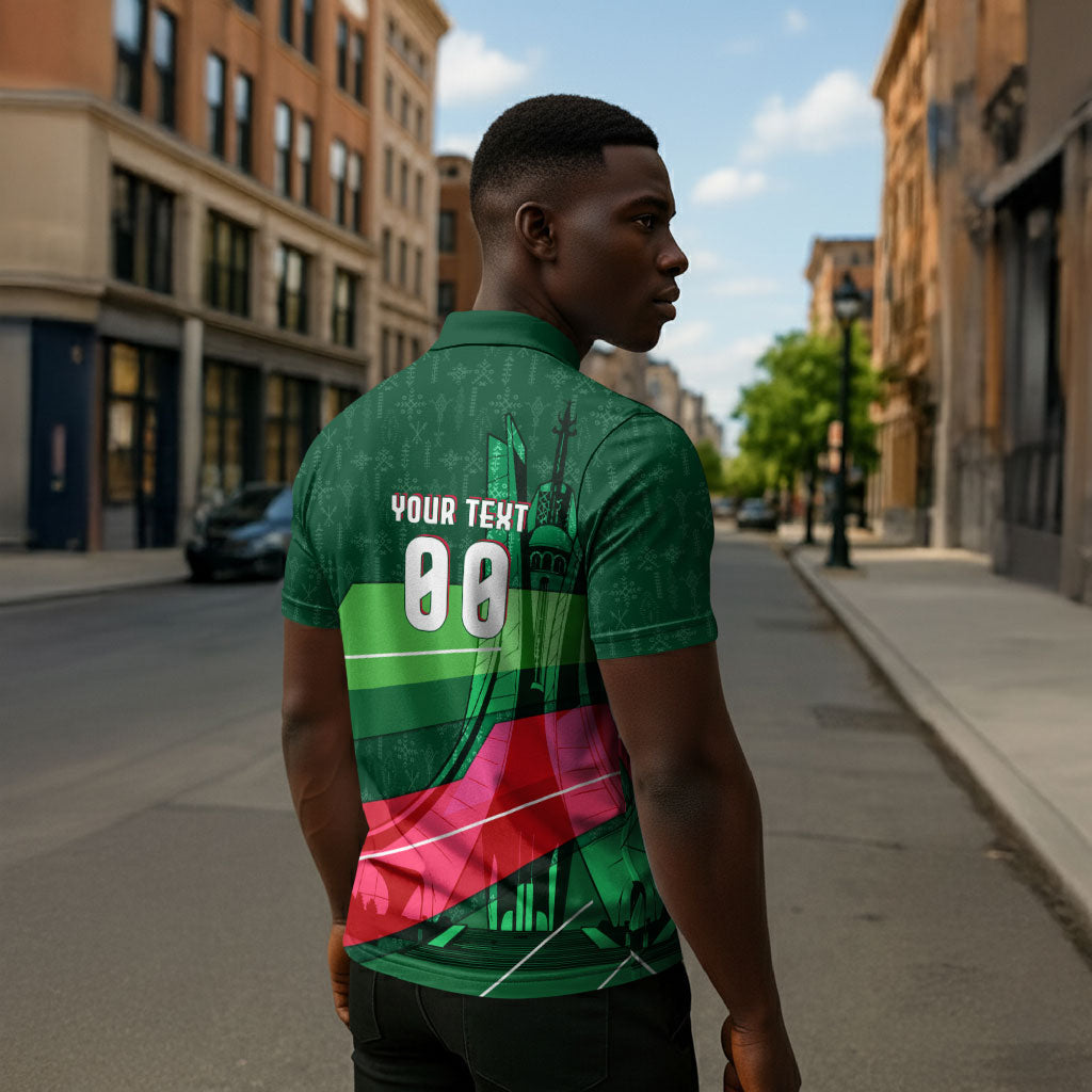 Personalized Algeria Football Champions Zipper Polo Shirt Fennec Fox Mascot - Algiers Martyrs Memorial