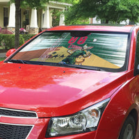 Personalized Algeria Champions Football 2026 Auto Sun Shade Fennec Fox Victory Mascot - Traditional Berber Pattern