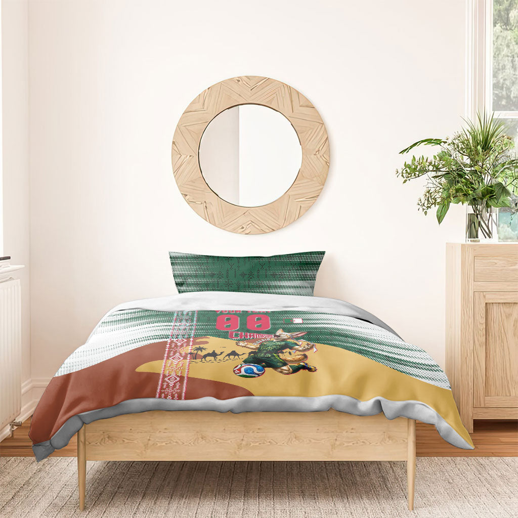 Personalized Algeria Champions Football 2026 Bedding Set Fennec Fox Victory Mascot - Traditional Berber Pattern