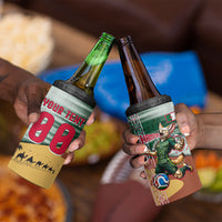 Personalized Algeria Champions Football 2026 4 in 1 Can Cooler Tumbler Fennec Fox Victory Mascot - Traditional Berber Pattern