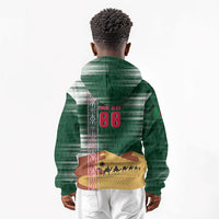Personalized Algeria Champions Football 2026 Kid Hoodie Fennec Fox Victory Mascot - Traditional Berber Pattern