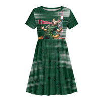 Personalized Algeria Champions Football 2026 Kid Short Sleeve Dress Fennec Fox Victory Mascot - Traditional Berber Pattern
