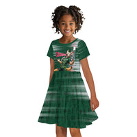 Personalized Algeria Champions Football 2026 Kid Short Sleeve Dress Fennec Fox Victory Mascot - Traditional Berber Pattern