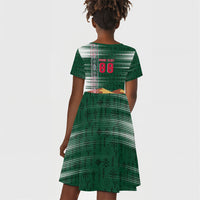 Personalized Algeria Champions Football 2026 Kid Short Sleeve Dress Fennec Fox Victory Mascot - Traditional Berber Pattern