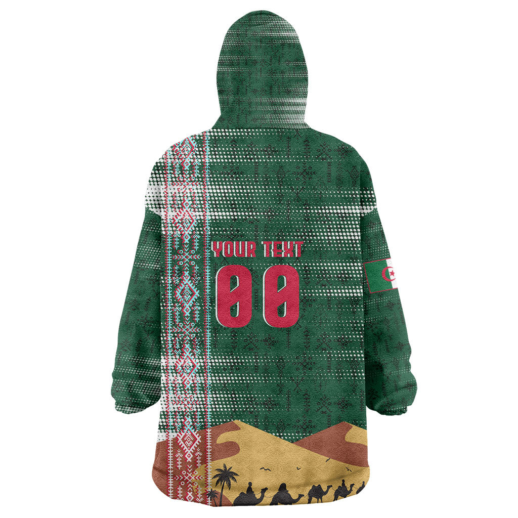 Personalized Algeria Champions Football 2026 Kid Wearable Blanket Hoodie Fennec Fox Victory Mascot - Traditional Berber Pattern