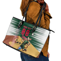Personalized Algeria Champions Football 2026 Leather Tote Bag Fennec Fox Victory Mascot - Traditional Berber Pattern