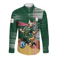 Personalized Algeria Champions Football 2026 Long Sleeve Button Shirt Fennec Fox Victory Mascot - Traditional Berber Pattern