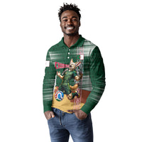 Personalized Algeria Champions Football 2026 Long Sleeve Polo Shirt Fennec Fox Victory Mascot - Traditional Berber Pattern