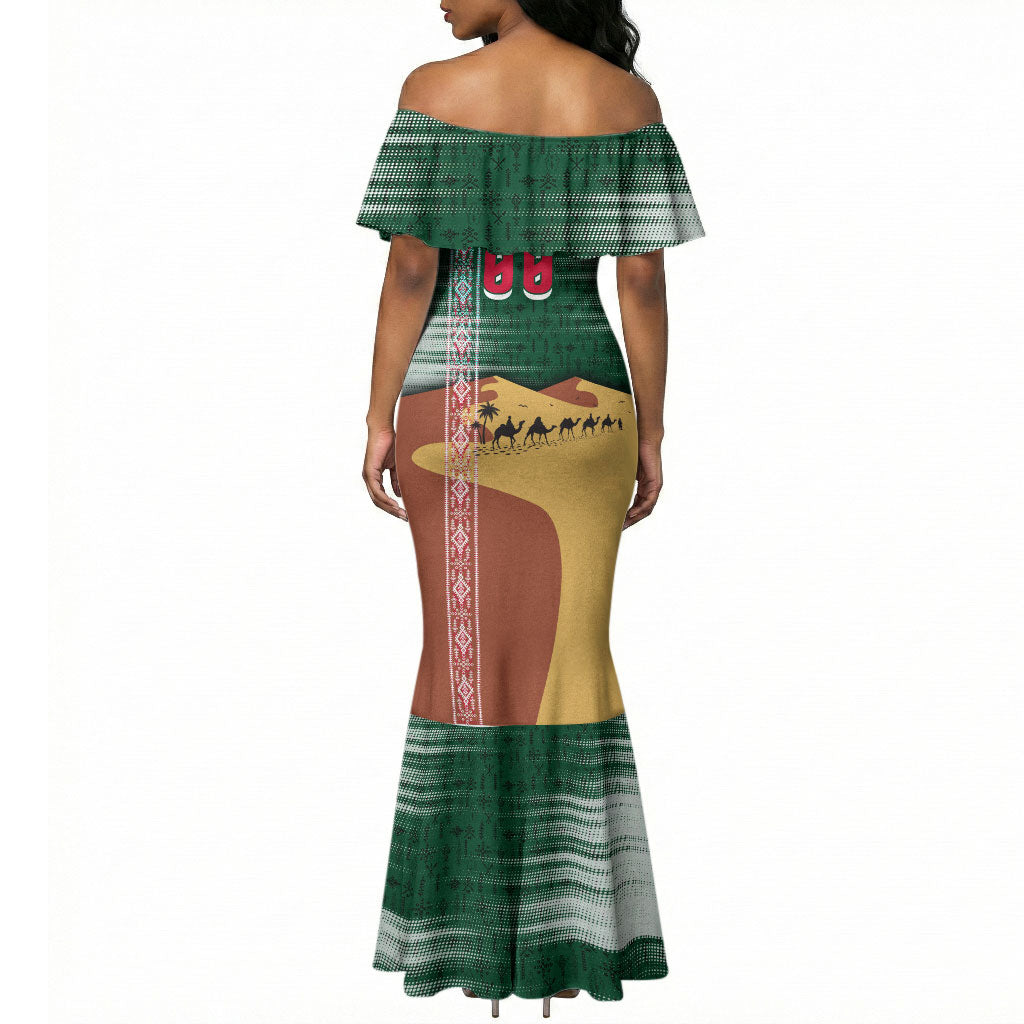 Personalized Algeria Champions Football 2026 Mermaid Dress Fennec Fox Victory Mascot - Traditional Berber Pattern