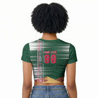 Personalized Algeria Champions Football 2026 Raglan Cropped T shirt Fennec Fox Victory Mascot - Traditional Berber Pattern