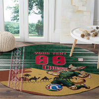 Personalized Algeria Champions Football 2026 Round Carpet Fennec Fox Victory Mascot - Traditional Berber Pattern