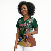 Personalized Algeria Champions Football 2026 Scrub Top Fennec Fox Victory Mascot - Traditional Berber Pattern