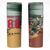 Personalized Algeria Champions Football 2026 Skinny Tumbler Fennec Fox Victory Mascot - Traditional Berber Pattern