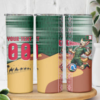 Personalized Algeria Champions Football 2026 Skinny Tumbler Fennec Fox Victory Mascot - Traditional Berber Pattern