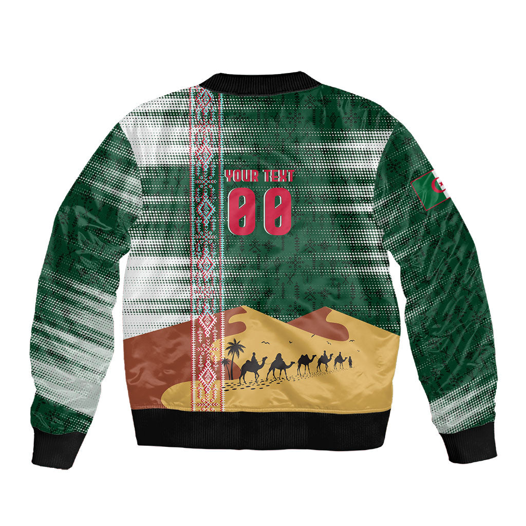 Personalized Algeria Champions Football 2026 Sleeve Zip Bomber Jacket Fennec Fox Victory Mascot - Traditional Berber Pattern