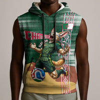 Personalized Algeria Champions Football 2026 Sleeveless Hoodie Fennec Fox Victory Mascot - Traditional Berber Pattern