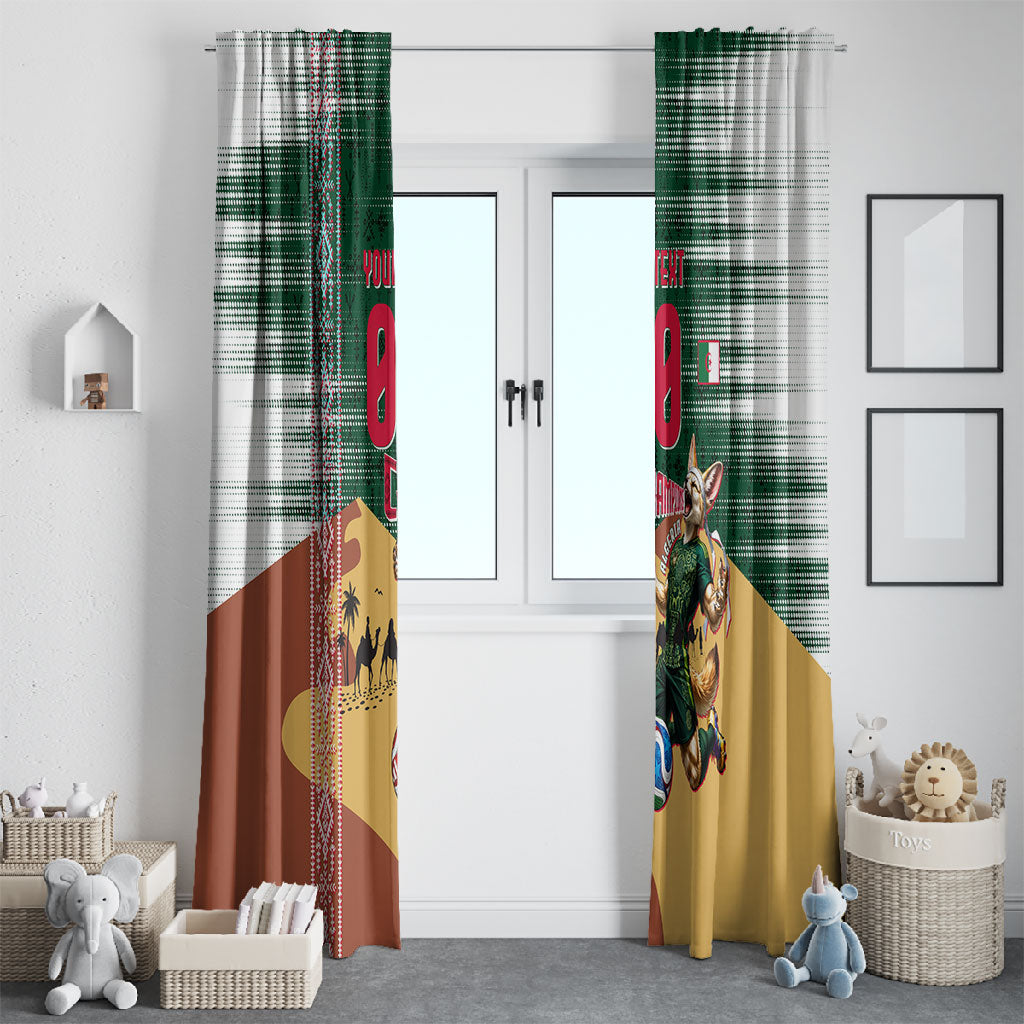 Personalized Algeria Champions Football 2026 Window Curtain Fennec Fox Victory Mascot - Traditional Berber Pattern
