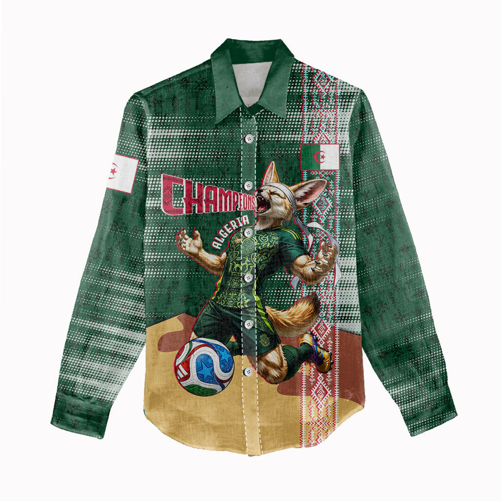 Personalized Algeria Champions Football 2026 Women Casual Shirt Fennec Fox Victory Mascot - Traditional Berber Pattern