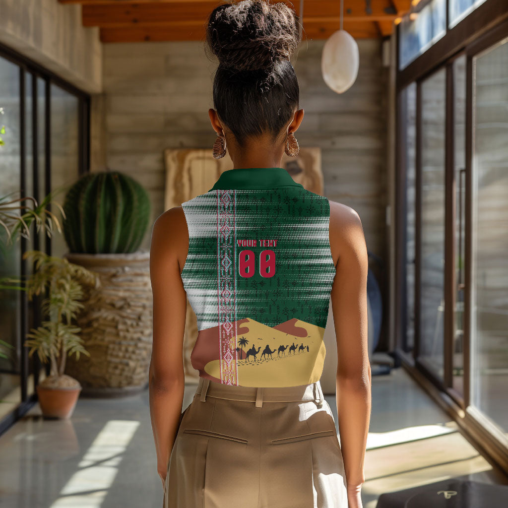 Personalized Algeria Champions Football 2026 Women Sleeveless Polo Shirt Fennec Fox Victory Mascot - Traditional Berber Pattern