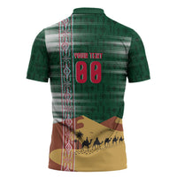 Personalized Algeria Champions Football 2026 Zipper Polo Shirt Fennec Fox Victory Mascot - Traditional Berber Pattern