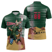 Personalized Algeria Champions Football 2026 Zipper Polo Shirt Fennec Fox Victory Mascot - Traditional Berber Pattern