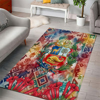 Peru National Emblem Marinera Area Rug Watercolor Splash Inca Pattern