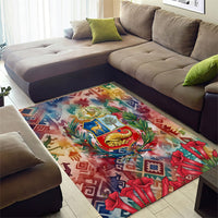 Peru National Emblem Marinera Area Rug Watercolor Splash Inca Pattern