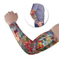 Peru National Emblem Marinera Arm Sleeves Watercolor Splash Inca Pattern