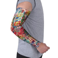 Peru National Emblem Marinera Arm Sleeves Watercolor Splash Inca Pattern