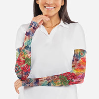Peru National Emblem Marinera Arm Sleeves Watercolor Splash Inca Pattern