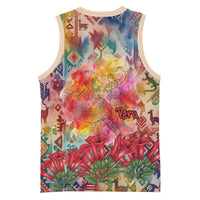Peru National Emblem Marinera Basketball Jersey Watercolor Splash Inca Pattern