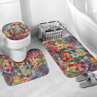 Peru National Emblem Marinera Bathroom Set Watercolor Splash Inca Pattern