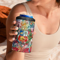 Peru National Emblem Marinera 4 in 1 Can Cooler Tumbler Watercolor Splash Inca Pattern